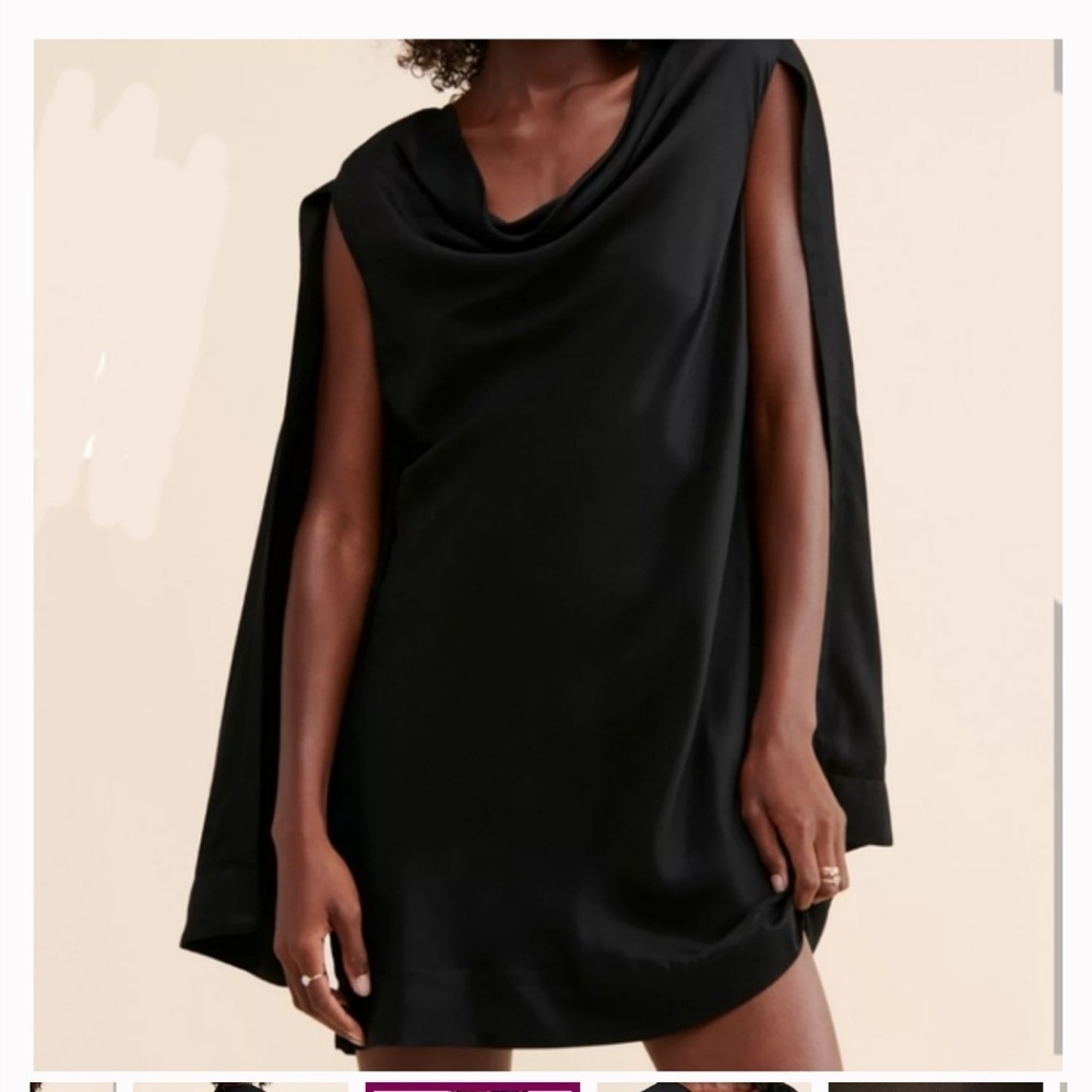 Anthropologie Maeve Black Cape-Sleeve Mini Dress